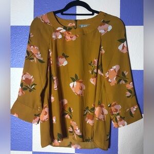 NWT Daniel Rainn Yellow Floral Blouse - Size SP